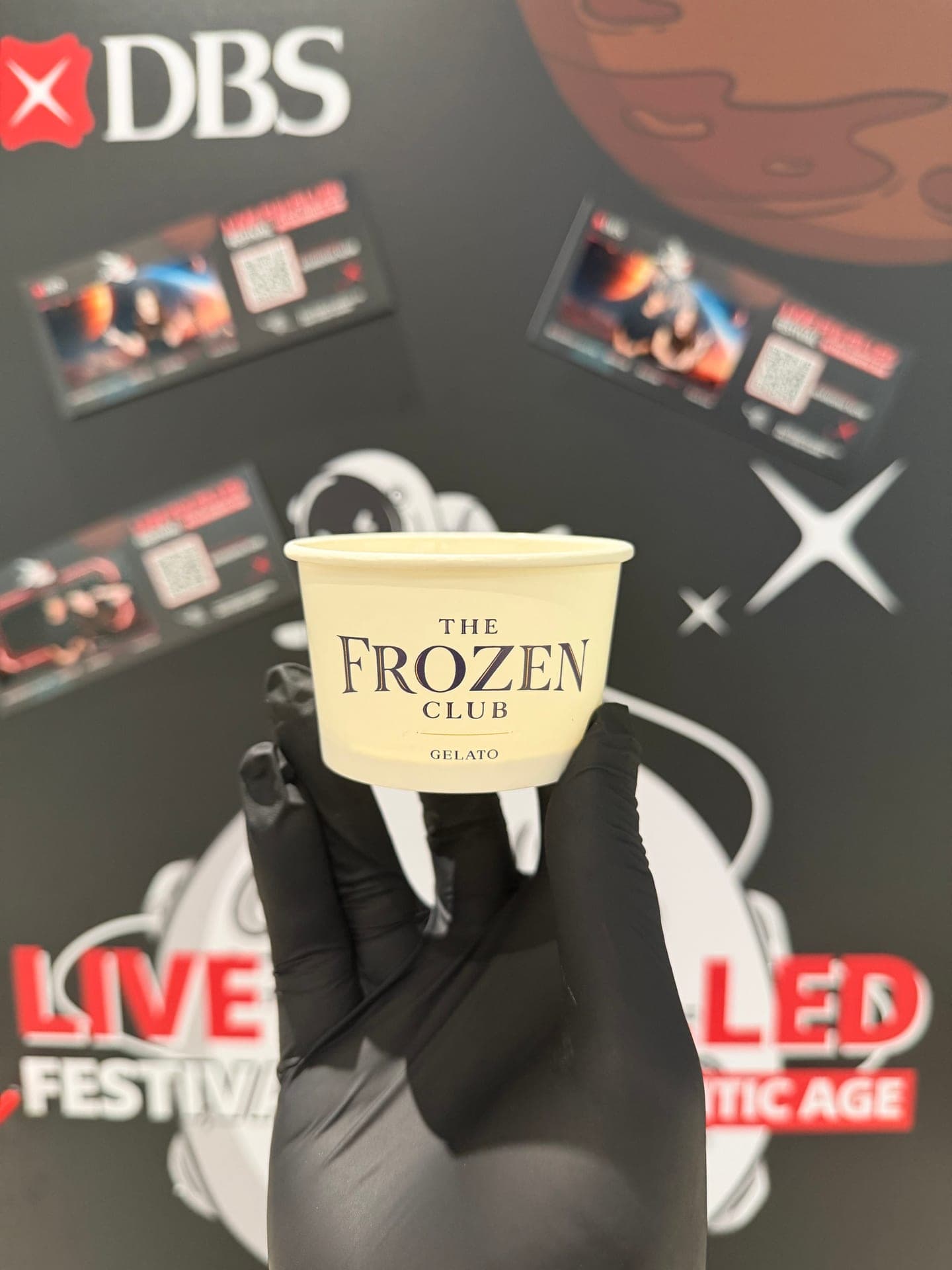 Branded gelato cart serving artisan Italian gelato at a DBS Bank corporate event in Hong Kong