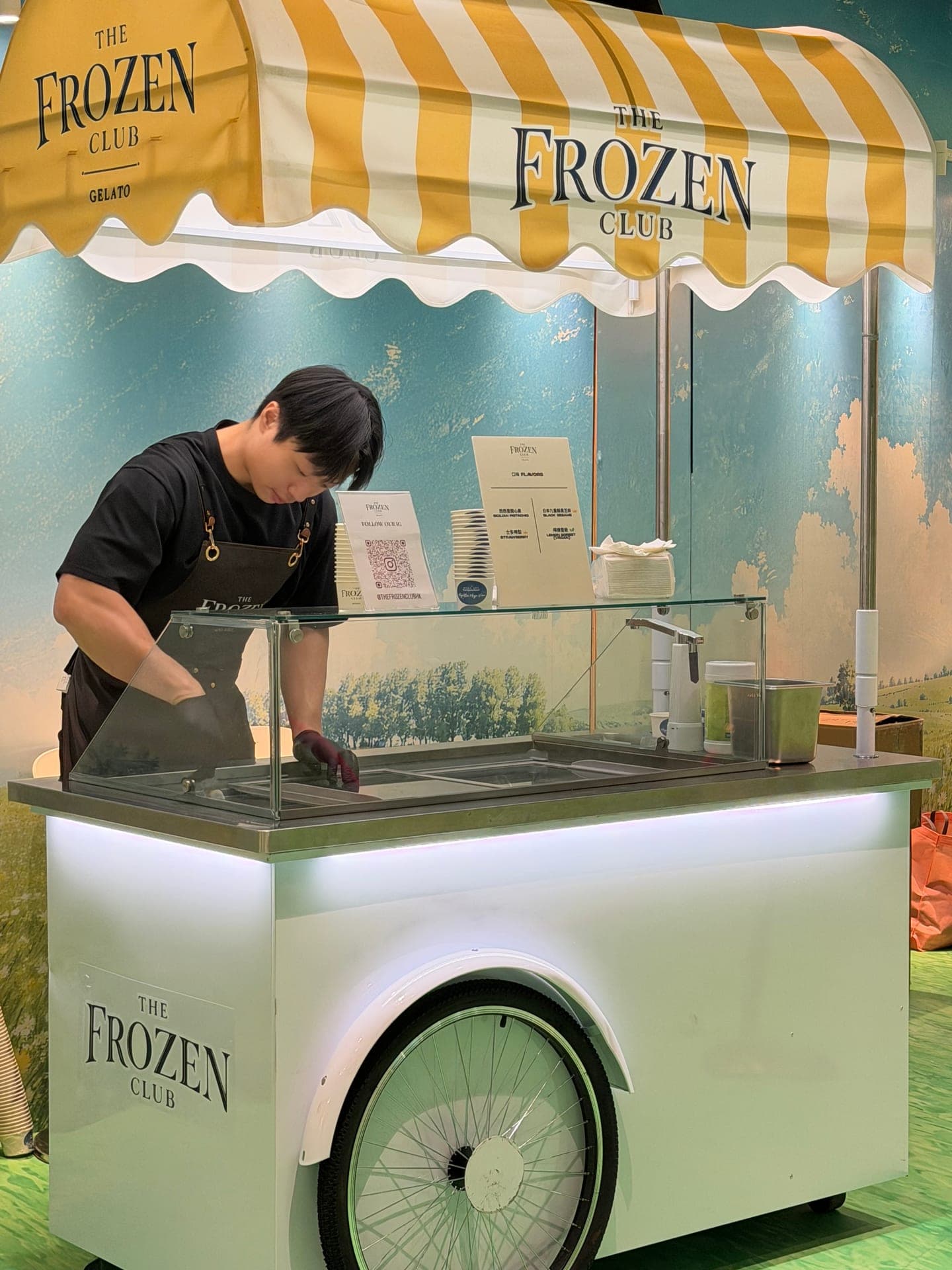 Mobile gelato vendor catering for guests at a Mega Box shopping mall event in Hong Kong