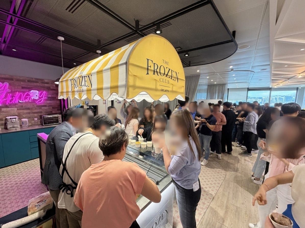Branded gelato cart serving artisan Italian gelato at a WeLab corporate event in Hong Kong