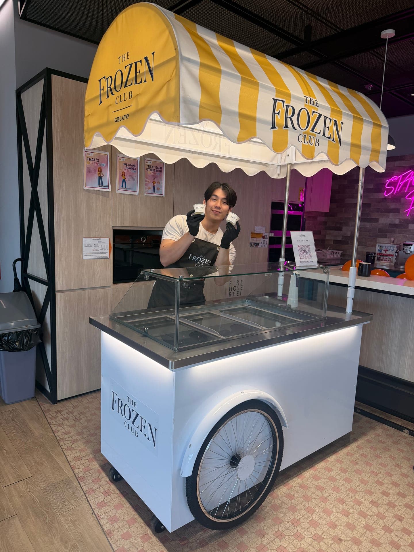Branded gelato cart serving artisan Italian gelato at a WeLab corporate event in Hong Kong