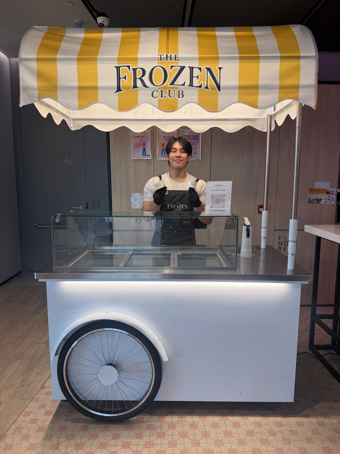 Branded gelato cart serving artisan Italian gelato at a WeLab corporate event in Hong Kong